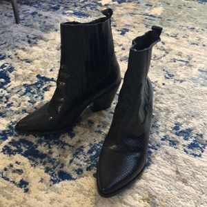 Snakeskin western booties